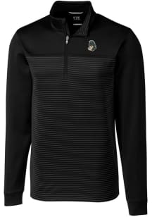 Cutter and Buck Michigan State Spartans Mens Black Vault Traverse Stripe Long Sleeve 1/4 Zip Pul..