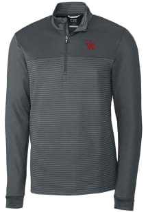 Cutter and Buck Ole Miss Rebels Mens Grey Traverse Stripe Stretch Long Sleeve 1/4 Zip Pullover