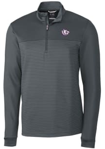 Cutter and Buck TCU Horned Frogs Mens Grey Traverse Stripe Stretch Long Sleeve 1/4 Zip Pullover