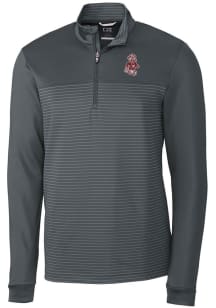 Cutter and Buck Washington State Cougars Mens Grey Traverse Stripe Stretch Long Sleeve 1/4 Zip P..