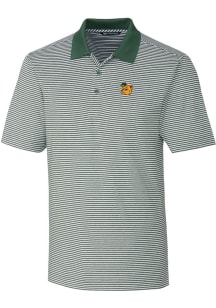 Cutter and Buck Baylor Bears Mens Green Forge Tonal Stripe Short Sleeve Polo