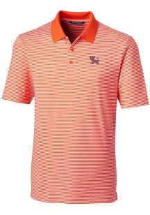 Cutter and Buck Clemson Tigers Mens Orange Forge Tonal Stripe Short Sleeve Polo