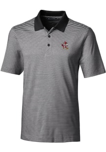 Cutter and Buck Louisville Cardinals Mens Black Forge Tonal Stripe Short Sleeve Polo