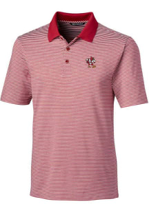 Cutter and Buck Louisville Cardinals Mens Red Forge Tonal Stripe Short Sleeve Polo