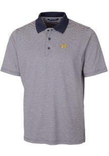 Cutter and Buck Michigan Wolverines Mens Navy Blue Forge Tonal Stripe Short Sleeve Polo