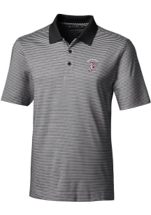 Cutter and Buck Mississippi State Bulldogs Mens Black Vault Forge Tonal Stripe Short Sleeve Polo