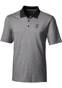 Cutter and Buck Ohio State Buckeyes Mens Black Forge Tonal Stripe Short Sleeve Polo