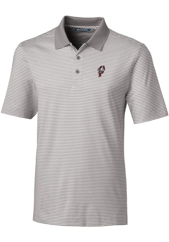 Cutter and Buck Ohio State Buckeyes Mens Forge Tonal Stripe Short Sleeve Polo