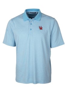 Cutter and Buck Ole Miss Rebels Mens Blue Vault Forge Tonal Stripe Short Sleeve Polo