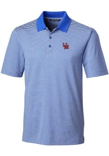 Cutter and Buck Ole Miss Rebels Mens Blue Forge Tonal Stripe Short Sleeve Polo