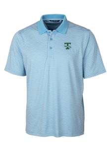 Cutter and Buck Tulane Green Wave Mens Blue Forge Tonal Stripe Short Sleeve Polo