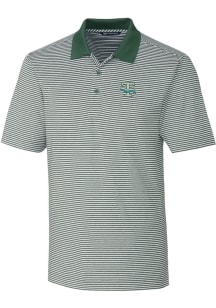 Cutter and Buck Tulane Green Wave Mens Green Forge Tonal Stripe Short Sleeve Polo
