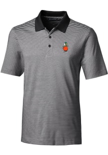 Cutter and Buck UCF Knights Mens Black Vault Forge Tonal Stripe Short Sleeve Polo