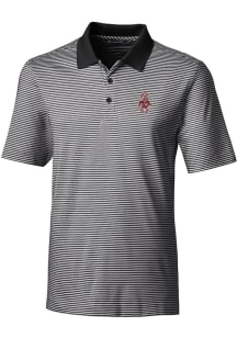 Cutter and Buck Washington State Cougars Mens Black Forge Tonal Stripe Short Sleeve Polo