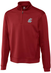 Cutter and Buck Washington State Cougars Mens Crimson Edge Long Sleeve 1/4 Zip Pullover