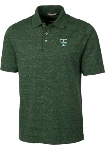 Cutter and Buck Tulane Green Wave Mens Green Advantage Space Dye Short Sleeve Polo