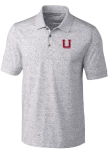 Cutter and Buck Utah Utes Mens Grey Advantage Space Dye Short Sleeve Polo