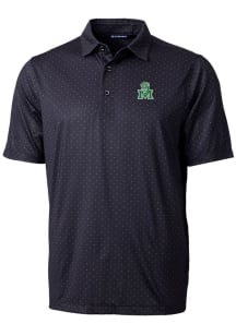 Cutter and Buck Marshall Thundering Herd Mens Black Pike Double Dot Short Sleeve Polo