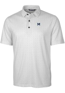 Cutter and Buck Michigan Wolverines Mens Charcoal Pike Double Dot Short Sleeve Polo