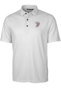 Cutter and Buck Mississippi State Bulldogs Mens Charcoal Pike Double Dot Short Sleeve Polo