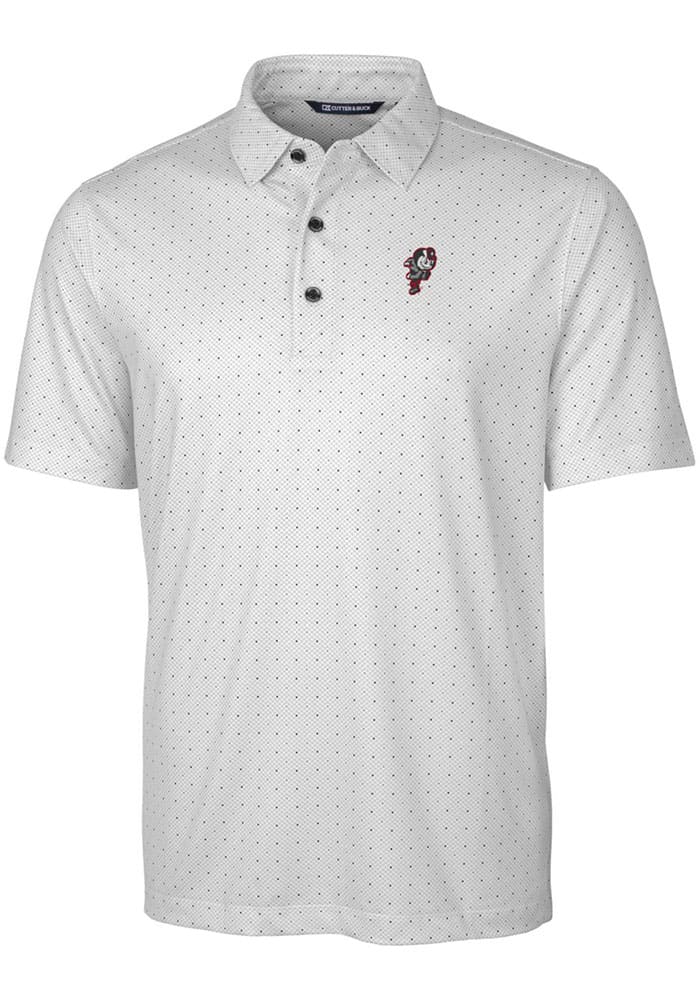 Cutter and Buck Ohio State Buckeyes Mens Charcoal Pike Double Dot Short Sleeve Polo