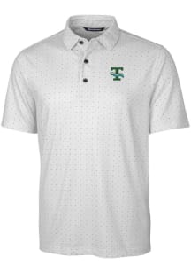 Cutter and Buck Tulane Green Wave Mens Charcoal Pike Double Dot Short Sleeve Polo