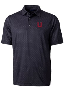 Cutter and Buck Utah Utes Mens Black Pike Double Dot Short Sleeve Polo