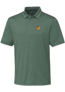 Cutter and Buck Baylor Bears Mens Green Forge Pencil Stripe Short Sleeve Polo
