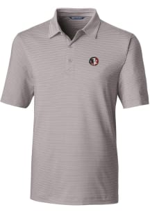 Cutter and Buck Florida State Seminoles Mens Grey Vault Forge Pencil Stripe Short Sleeve Polo
