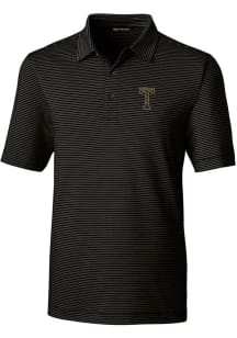 Cutter and Buck GA Tech Yellow Jackets Mens Black Forge Pencil Stripe Short Sleeve Polo