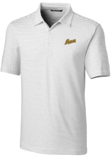 Cutter and Buck George Mason University Mens White Forge Pencil Stripe Short Sleeve Polo