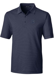 Cutter and Buck Georgetown Hoyas Mens Navy Blue Vault Forge Pencil Stripe Short Sleeve Polo