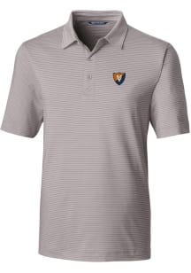 Cutter and Buck Illinois Fighting Illini Mens Grey Forge Pencil Stripe Short Sleeve Polo
