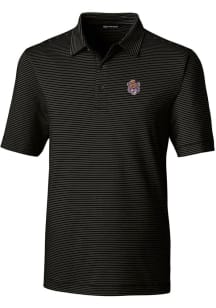 Cutter and Buck LSU Tigers Mens Black Vault Forge Pencil Stripe Short Sleeve Polo