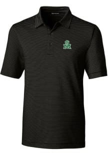 Cutter and Buck Marshall Thundering Herd Mens Black Forge Pencil Stripe Short Sleeve Polo