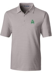 Cutter and Buck Marshall Thundering Herd Mens Grey Forge Pencil Stripe Short Sleeve Polo