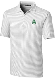 Cutter and Buck Marshall Thundering Herd Mens White Forge Pencil Stripe Short Sleeve Polo