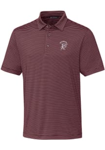 Cutter and Buck Mississippi State Bulldogs Mens Maroon Forge Pencil Stripe Short Sleeve Polo