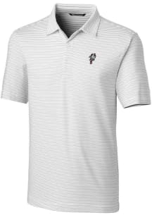 Mens Ohio State Buckeyes White Cutter and Buck Vault Forge Pencil Stripe Short Sleeve Polo Shirt