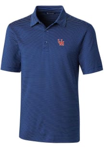 Cutter and Buck Ole Miss Rebels Mens Blue Forge Pencil Stripe Short Sleeve Polo