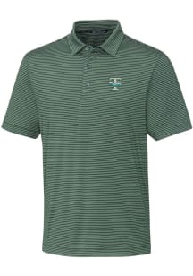 Cutter and Buck Tulane Green Wave Mens Green Forge Pencil Stripe Short Sleeve Polo