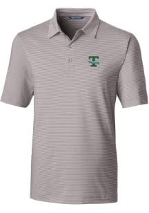 Cutter and Buck Tulane Green Wave Mens Grey Forge Pencil Stripe Short Sleeve Polo