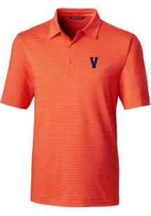 Cutter and Buck Virginia Cavaliers Mens Orange Vault Forge Pencil Stripe Short Sleeve Polo