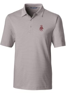 Cutter and Buck Washington State Cougars Mens Grey Vault Forge Pencil Stripe Short Sleeve Polo