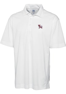 Cutter and Buck Clemson Tigers Mens White Drytec Genre Textured Short Sleeve Polo