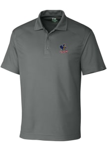 Cutter and Buck Delaware Fightin' Blue Hens Mens Grey Drytec Genre Textured Short Sleeve Polo
