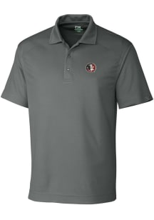 Cutter and Buck Florida State Seminoles Mens Grey Drytec Genre Textured Short Sleeve Polo