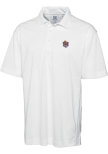 Cutter and Buck LSU Tigers Mens White Drytec Genre Textured Short Sleeve Polo