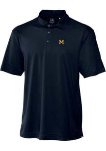 Cutter and Buck Michigan Wolverines Mens Navy Blue Drytec Genre Textured Short Sleeve Polo