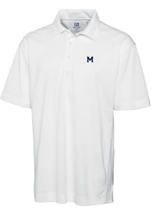 Cutter and Buck Michigan Wolverines Mens White Drytec Genre Textured Short Sleeve Polo